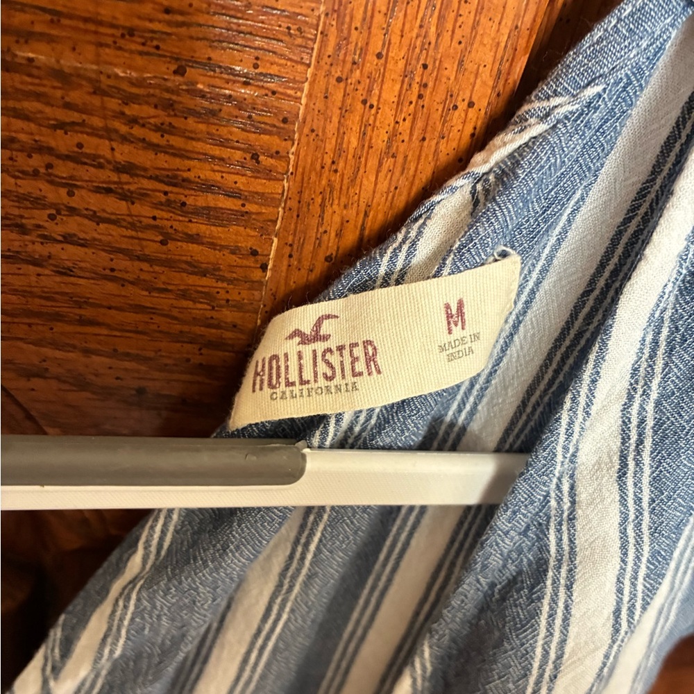 Hollister Navy and White Striped Romper